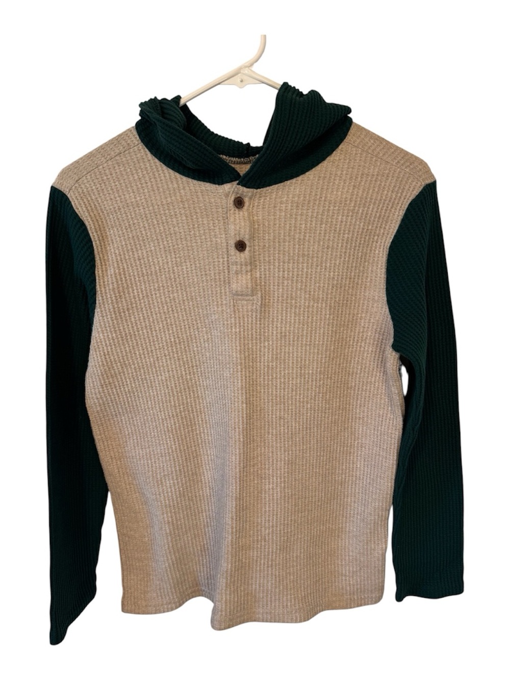 The Children’s Place Boys Large 10/12 Thermal Hooded LongSleeveColor Block Shirt